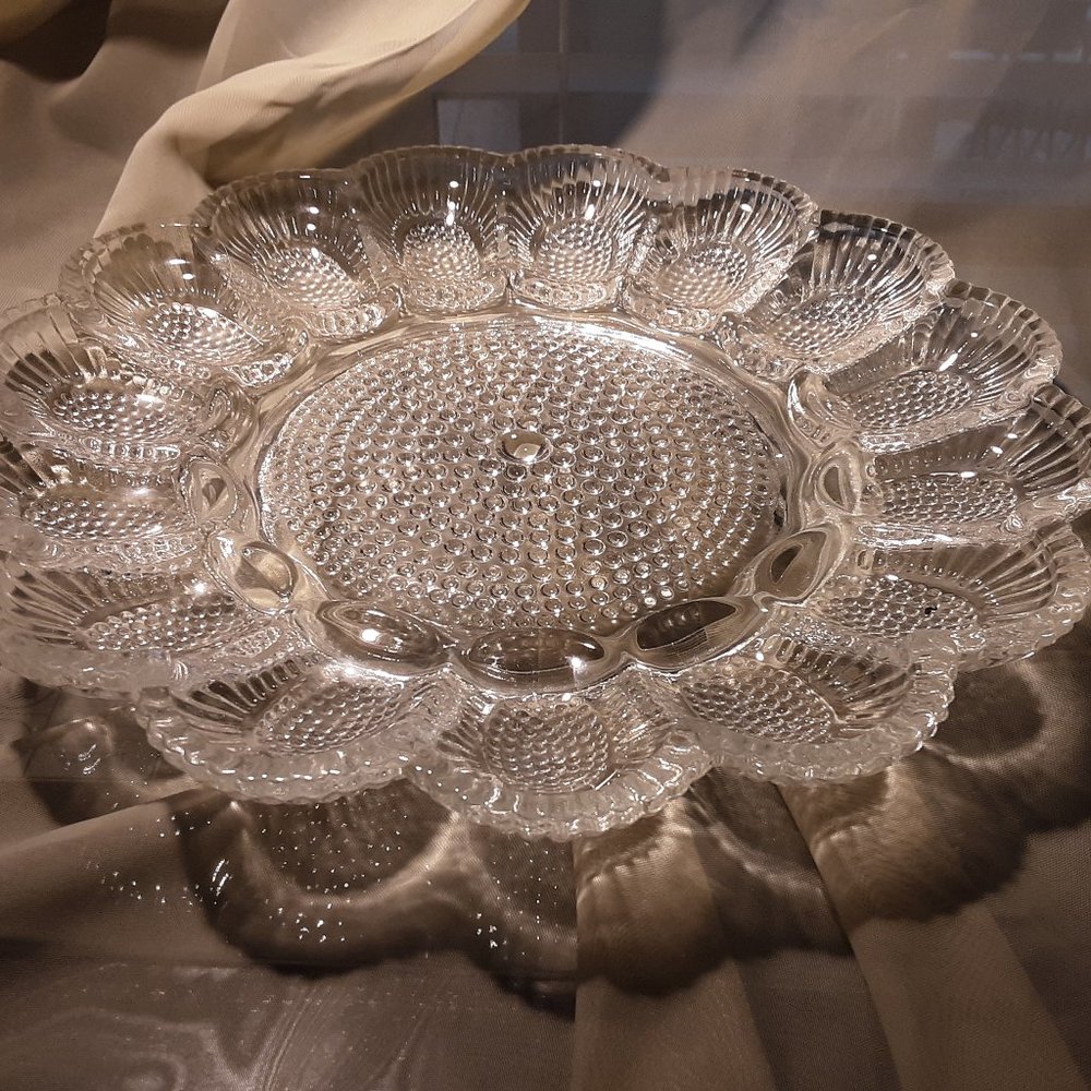 Vintage Indiana Glass Hobnail Deviled Egg Plate